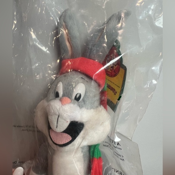 Vintage Looney Tunes x McDonald's Bugs Bunny Plush w Scarf 1992 NEW Packaged - Picture 2 of 7